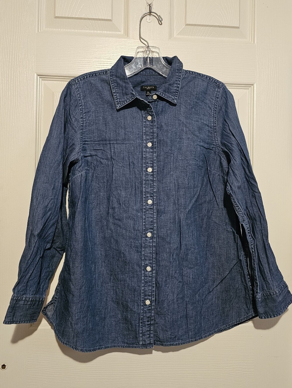 Talbots Petite Indigo Chambray Button-Up Shirt Sz Mp